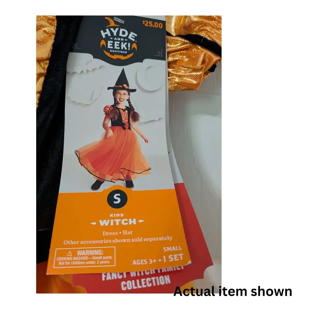 🎃 Hyde & EEK! Boutique Girls Orange & Black Fancy Witch Costume Size S (4-7)